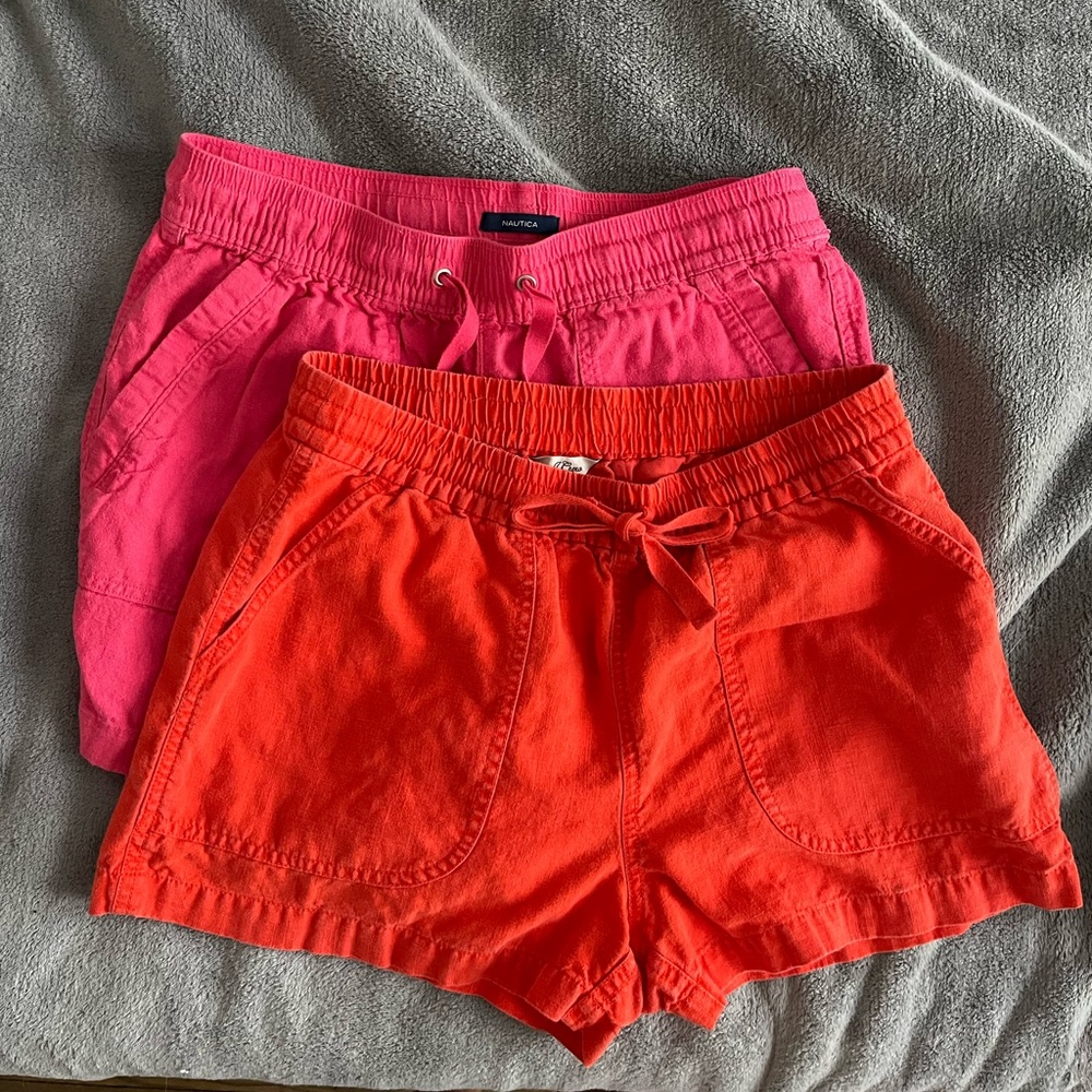 BUNDLE: J. Crew Women's Coral and Hot Pink Nautica Drawstring Shorts